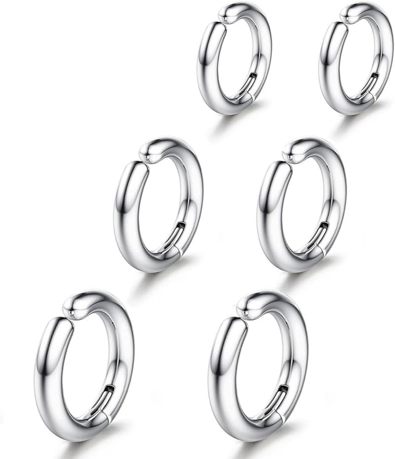 SIISPRI 3 Pairs Clip On Huggie Earrings for Men Women, Unisex Surgical Stainless Steel Hypoallergenic Earrings,Small Hoop Earrings, Polished for Non Pierced Earrings - Image 1
